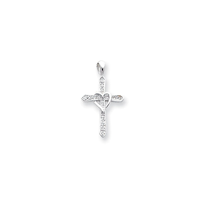 14K Weißgold Diamant-Kreuz-Anhänger