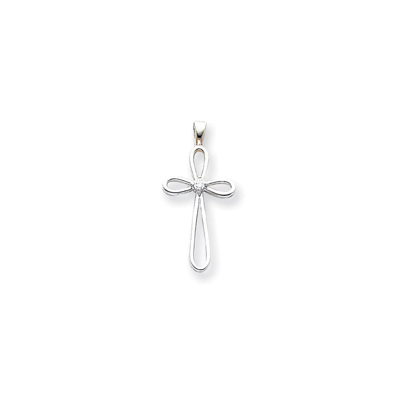 14K Weißgold Kreuzanhänger mit AA-Diamant