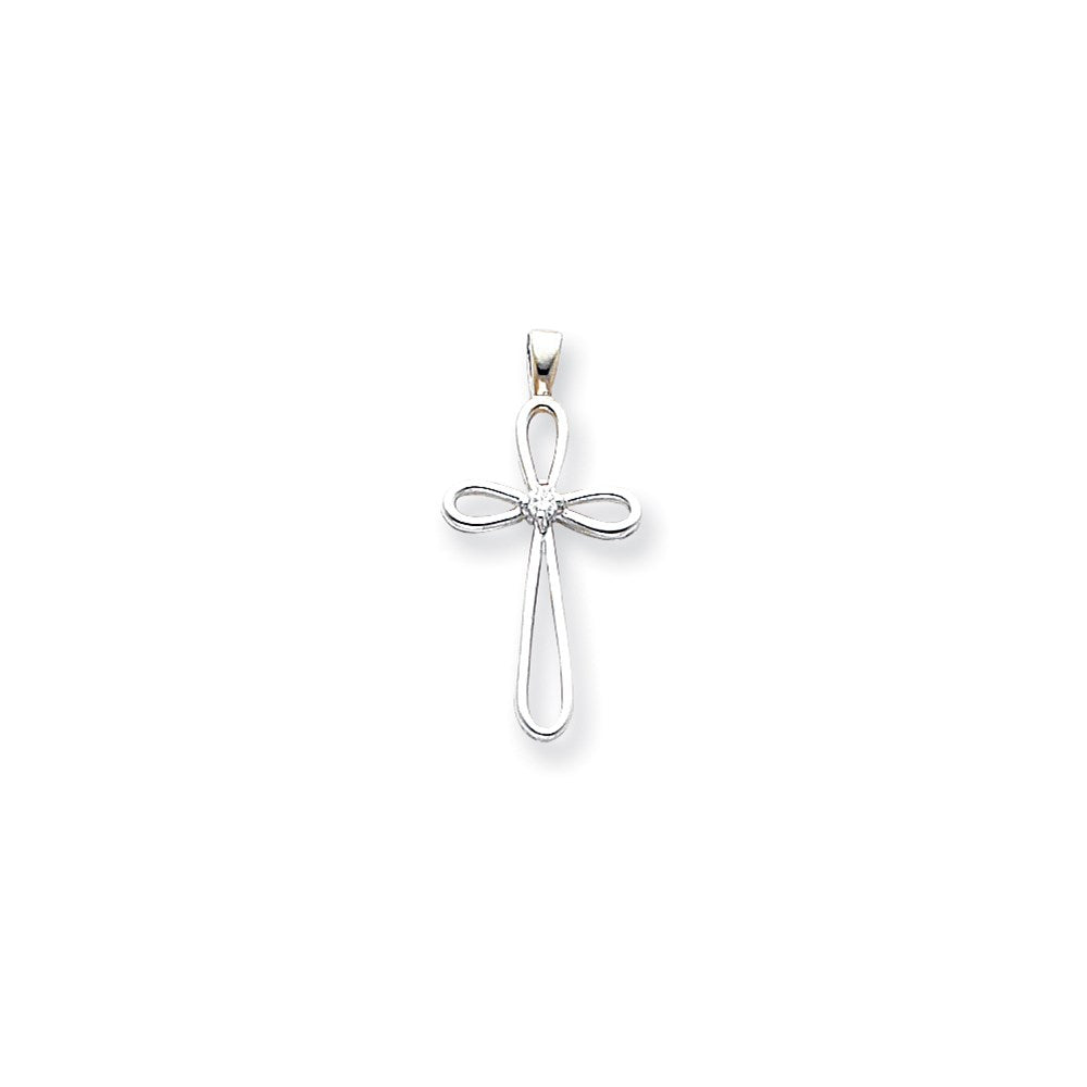 14K Weißgold Diamant-Kreuzanhänger
