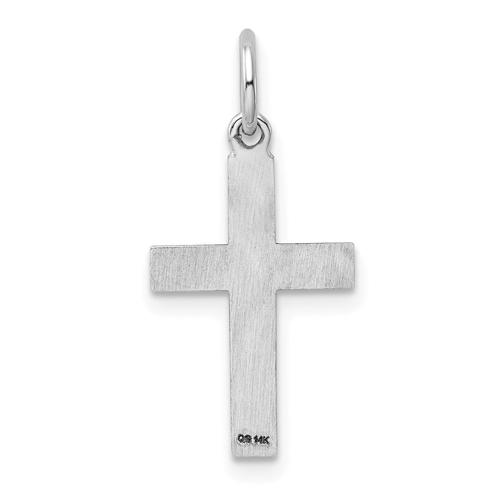 14K Weißgold 14K Weißgold Lasergraviert Kreuz Anhänger