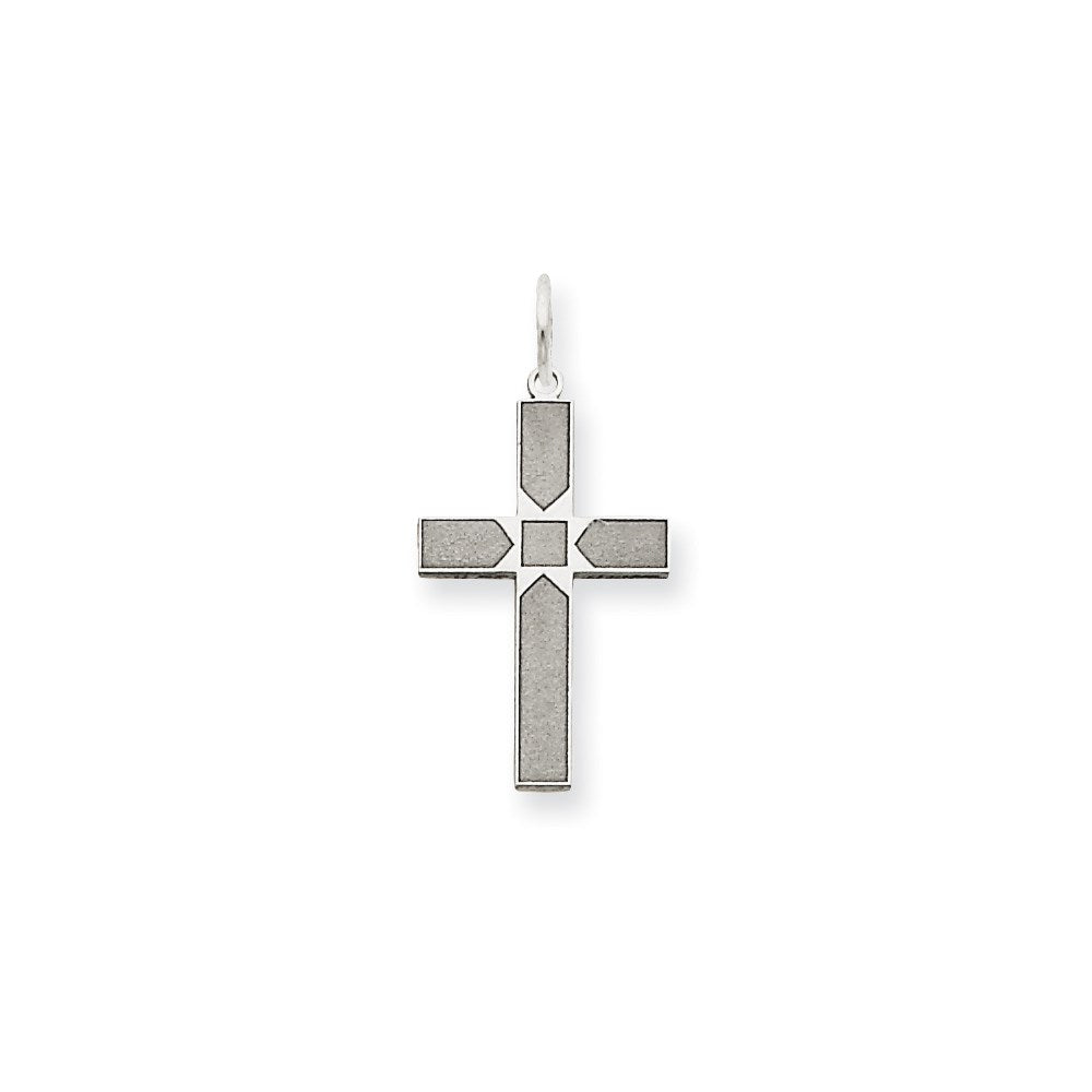14K Weißgold 14K Weißgold Lasergraviert Kreuz Anhänger