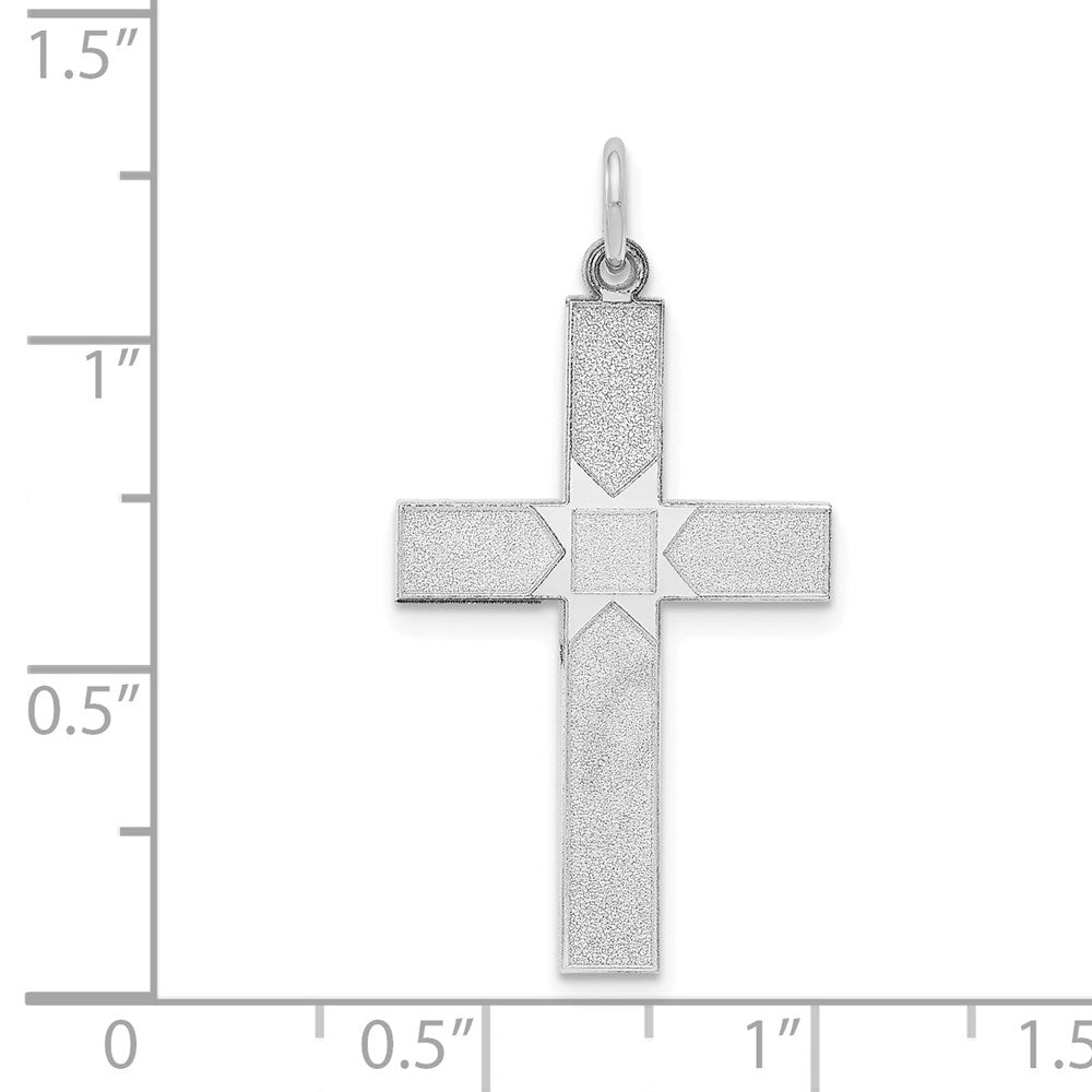 14K Weißgold 14K Weißgold Lasergraviert Kreuz Anhänger