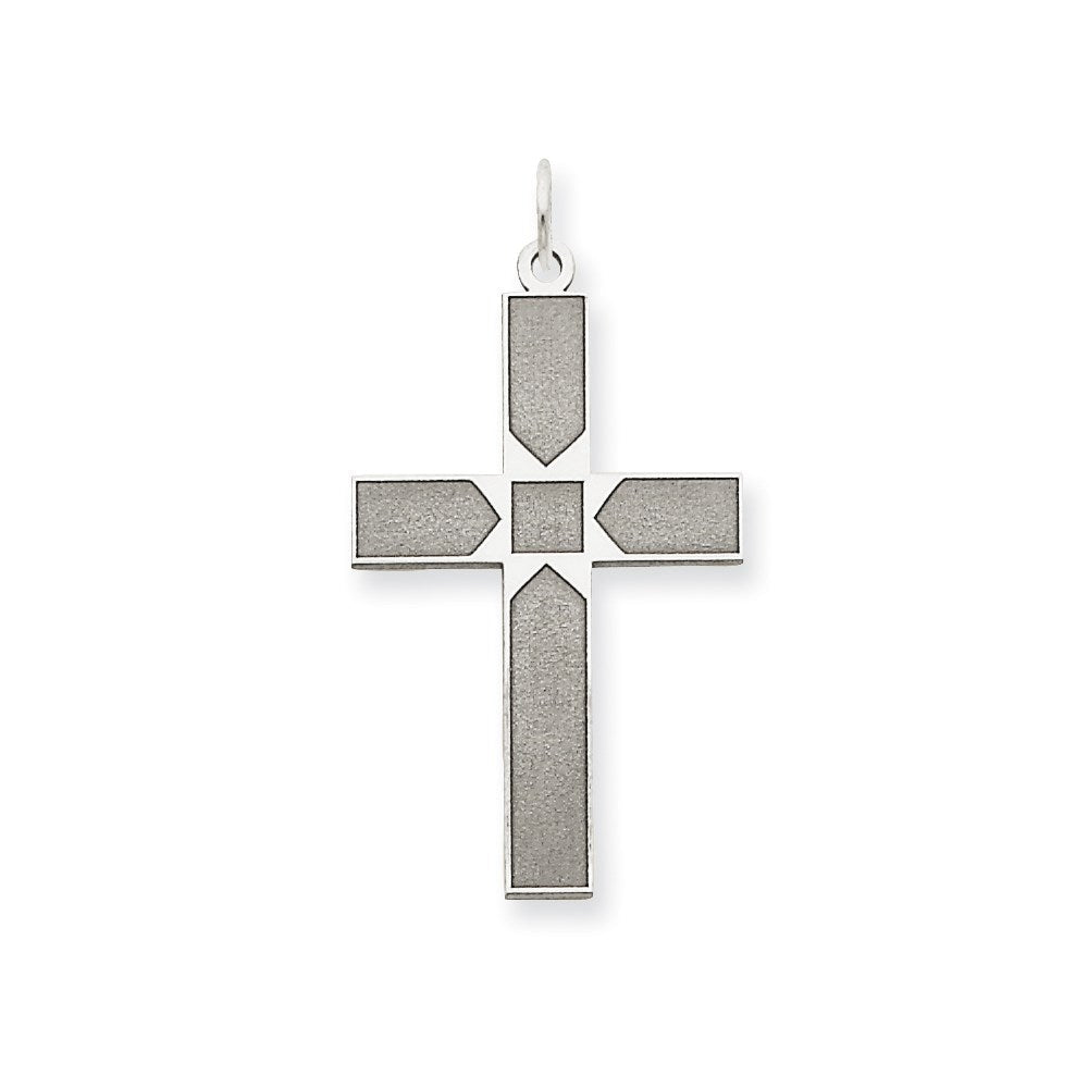 14K Weißgold 14K Weißgold Lasergraviert Kreuz Anhänger