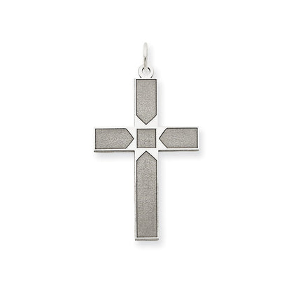 14K Weißgold 14K Weißgold Lasergraviert Kreuz Anhänger