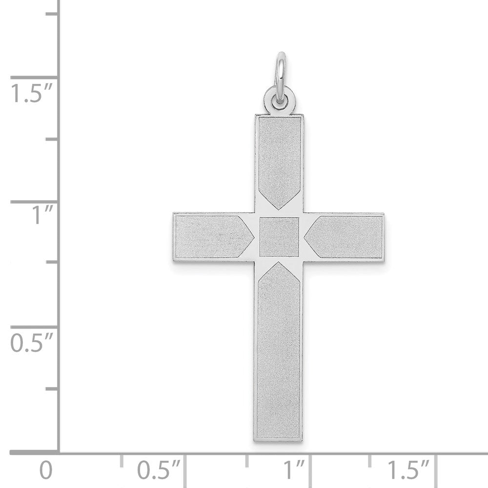 14K Weißgold Kreuzanhänger mit Laserdesign