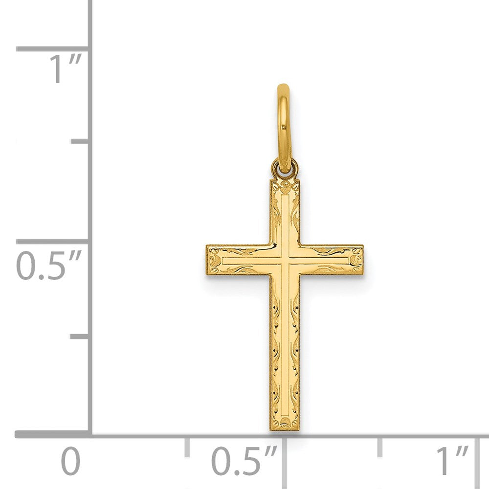 14K Gelbgold 14K Lasergraviert Kreuz Charm