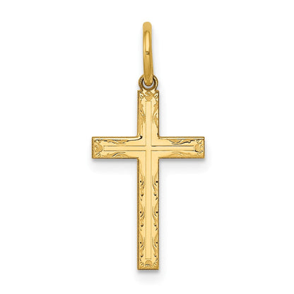 14K Gelbgold 14K Lasergraviert Kreuz Charm