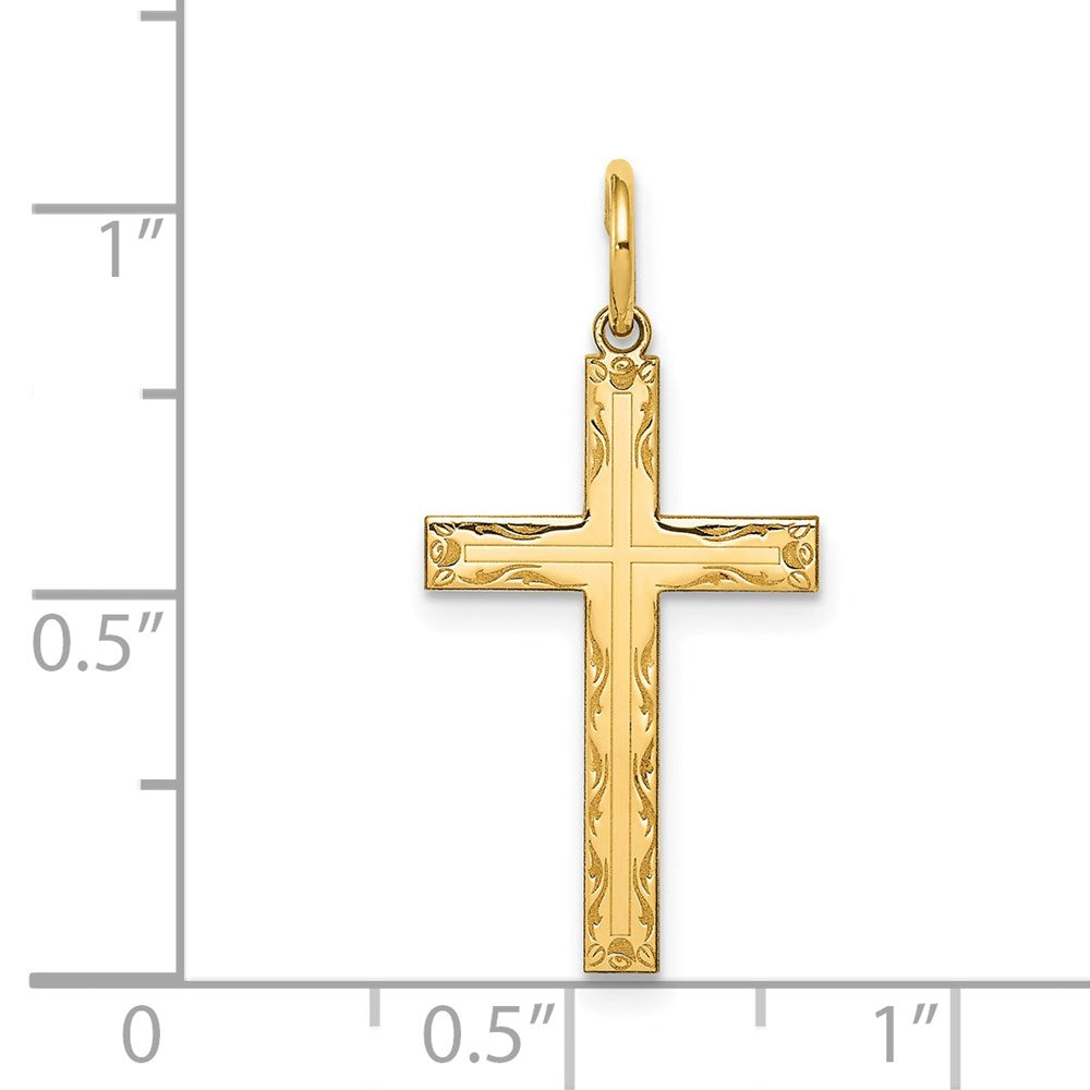 14K Gelbgold 14K Lasergraviert Kreuz Anhänger