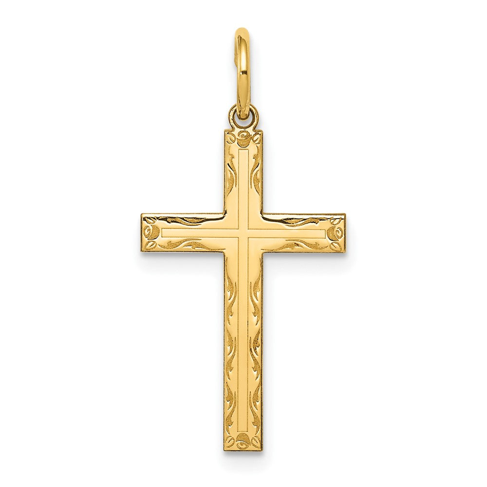 14K Gelbgold 14K Lasergraviert Kreuz Anhänger