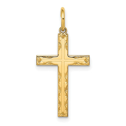 14K Gelbgold 14K Lasergraviert Kreuz Anhänger