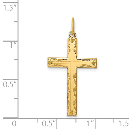 14K Gelbgold 14K Lasergraviert Kreuz Anhänger