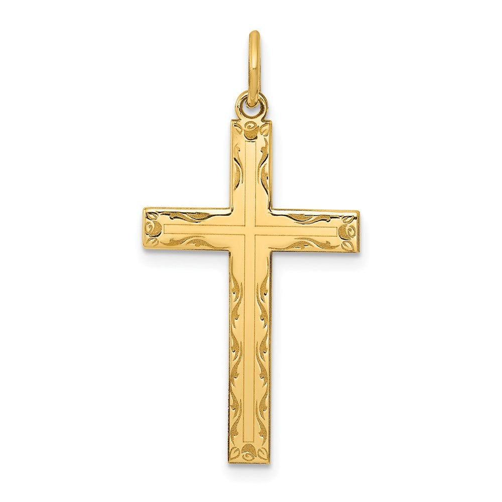 14K Gelbgold 14K Lasergraviert Kreuz Anhänger