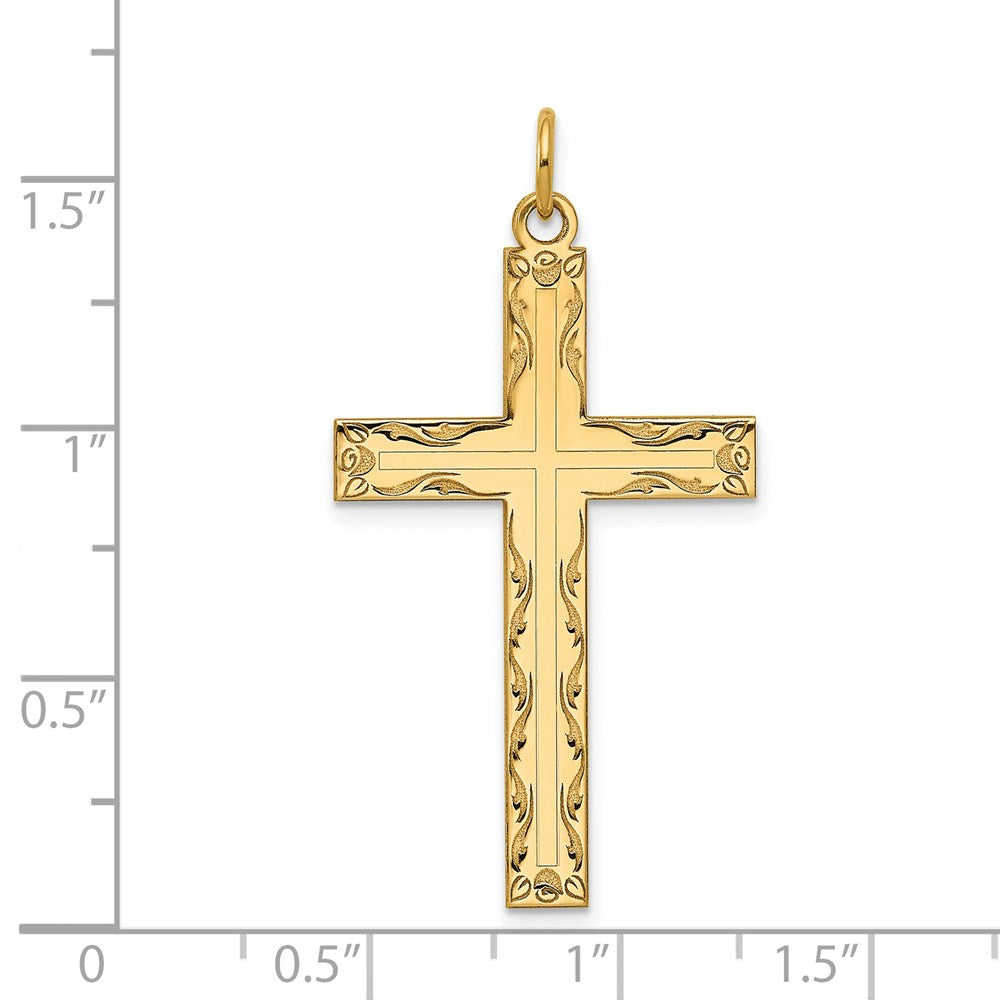 14K Gelbgold 14K Lasergraviert Kreuz Anhänger
