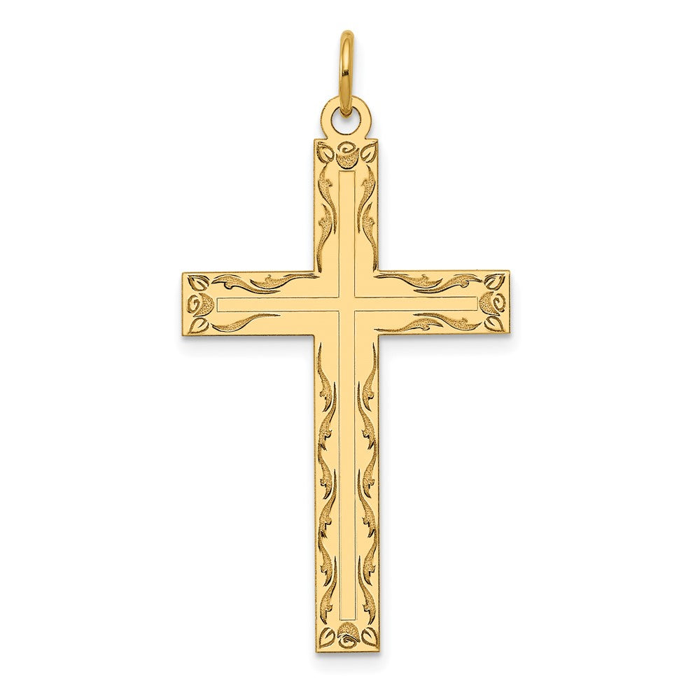 14K Gelbgold 14K Lasergraviert Kreuz Anhänger