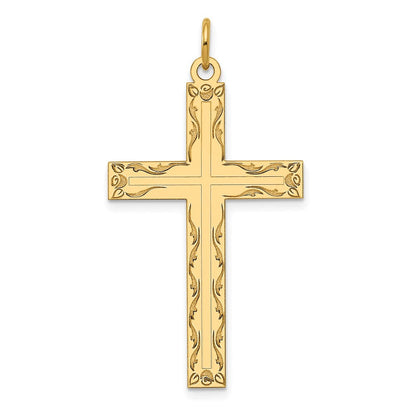 14K Gelbgold 14K Lasergraviert Kreuz Anhänger