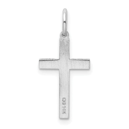 14K Weißgold 14K Weißgold Lasergraviert Kreuz Charm