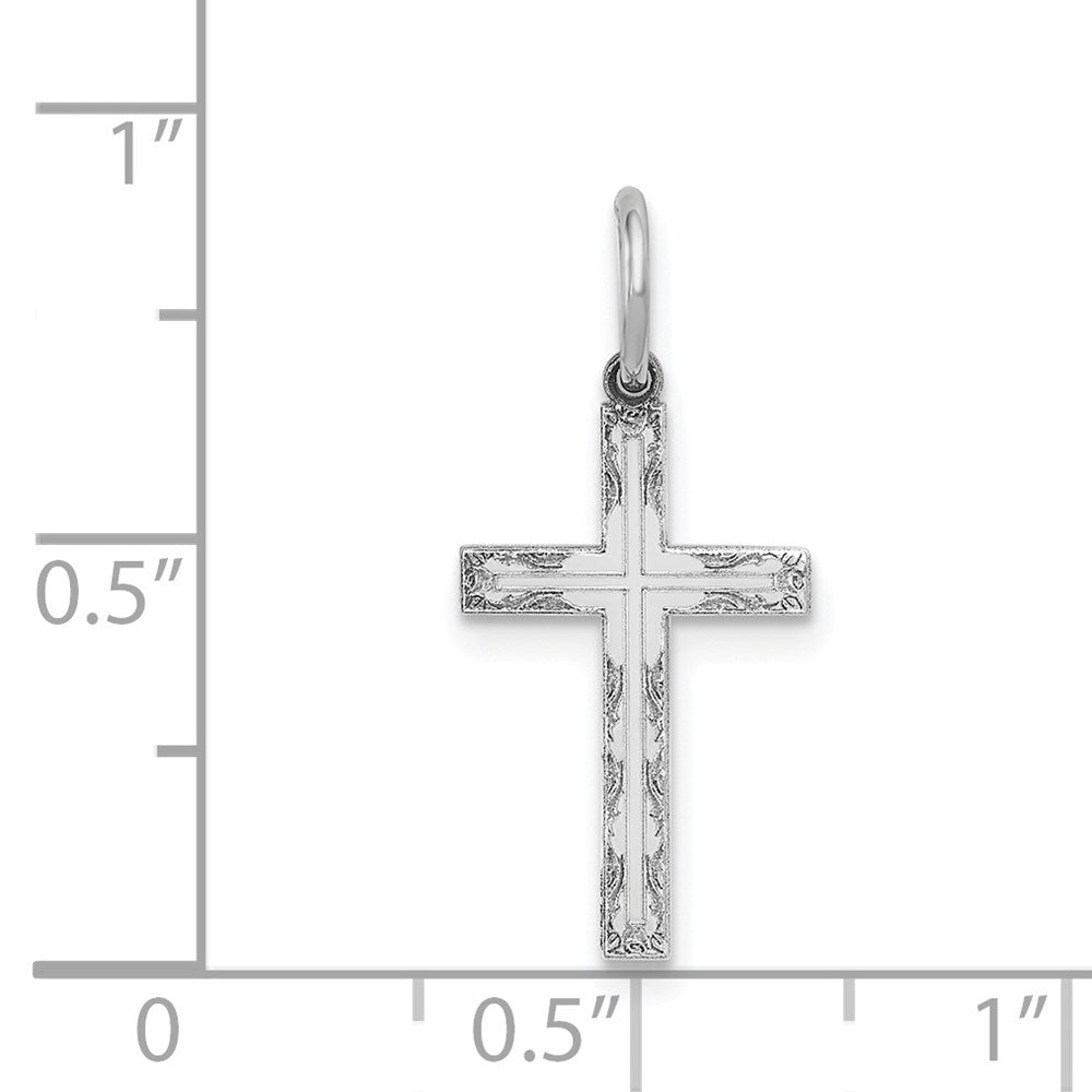 14K Weißgold 14K Weißgold Lasergraviert Kreuz Charm