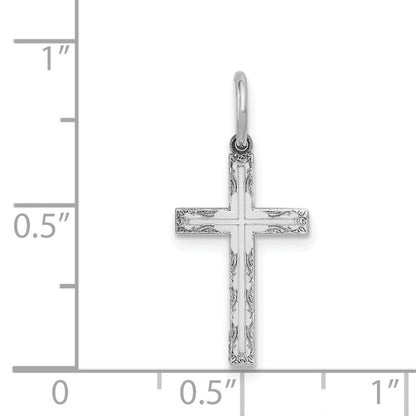 14K Weißgold 14K Weißgold Lasergraviert Kreuz Charm