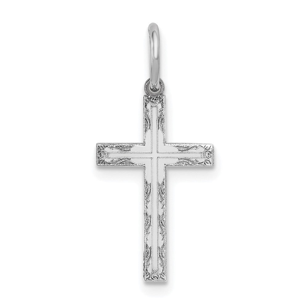 14K Weißgold 14K Weißgold Lasergraviert Kreuz Charm