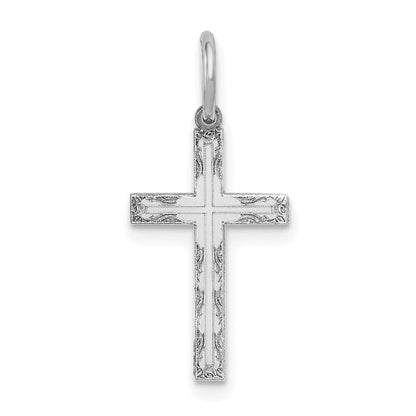 14K Weißgold 14K Weißgold Lasergraviert Kreuz Charm
