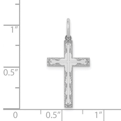 14K Weißgold 14K Weißgold Lasergraviert Kreuz Anhänger