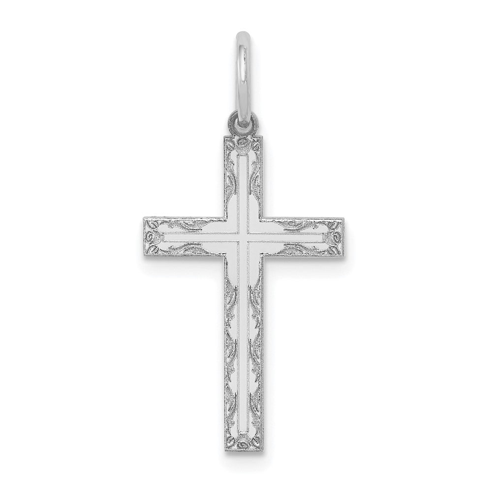 14K Weißgold 14K Weißgold Lasergraviert Kreuz Anhänger