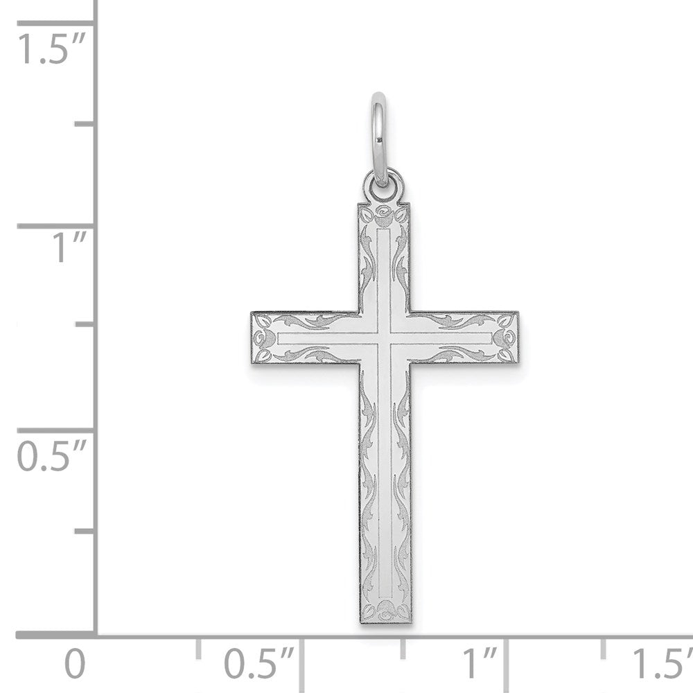 14K Weißgold 14K Weißgold Lasergraviert Kreuz Anhänger