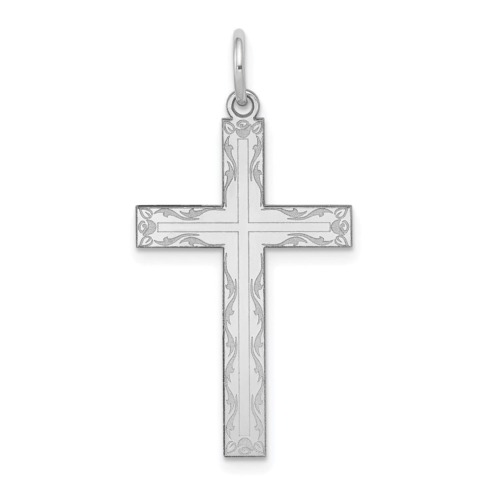 14K Weißgold 14K Weißgold Lasergraviert Kreuz Anhänger