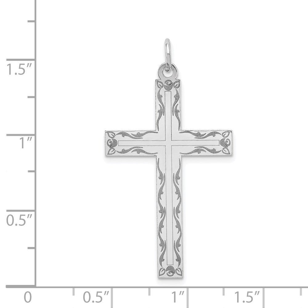 14K Weißgold 14K Weißgold Lasergraviert Kreuz Anhänger