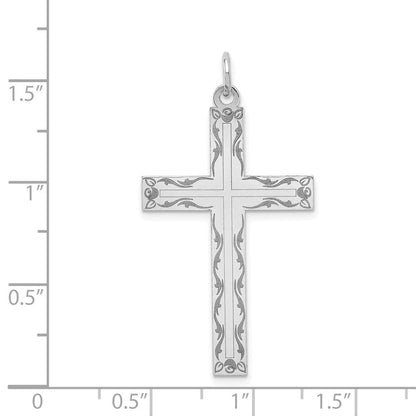 14K Weißgold 14K Weißgold Lasergraviert Kreuz Anhänger