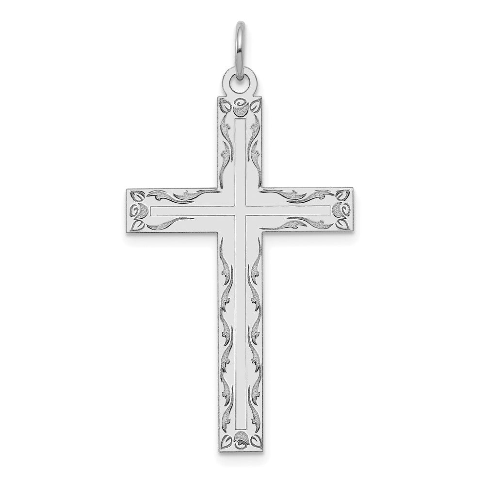 14K Weißgold 14K Weißgold Lasergraviert Kreuz Anhänger