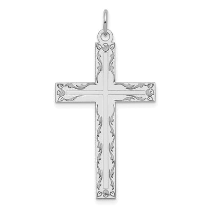 14K Weißgold 14K Weißgold Lasergraviert Kreuz Anhänger