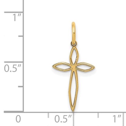 14K Gelbgold 14K Lasergraviert Passion Kreuz Charm