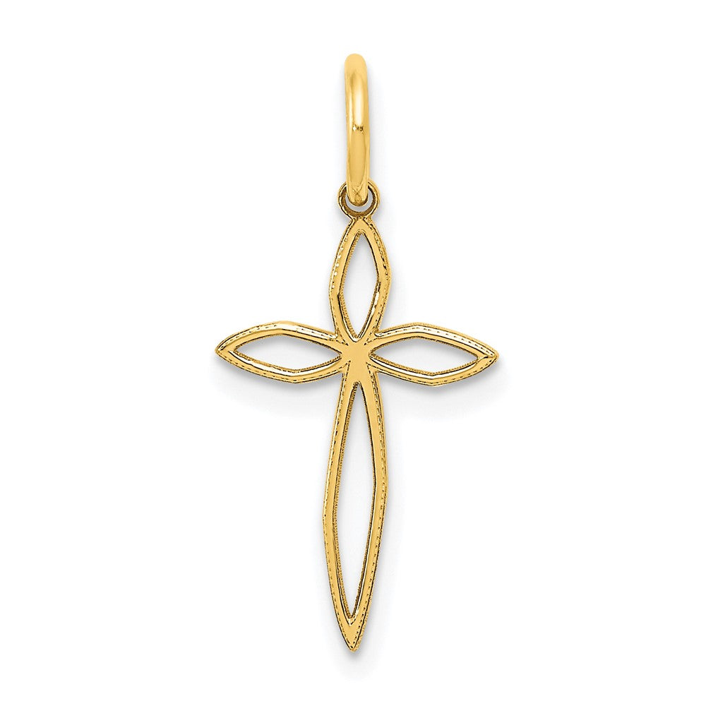 14K Gelbgold 14K Lasergraviert Passion Kreuz Charm