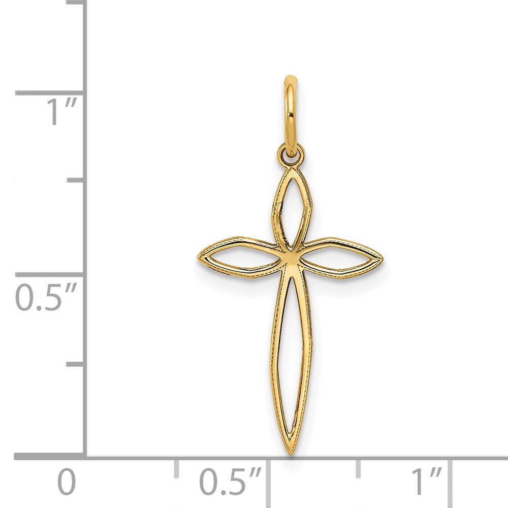 14K Gelbgold 14K Lasergraviert Passion Kreuz Charm