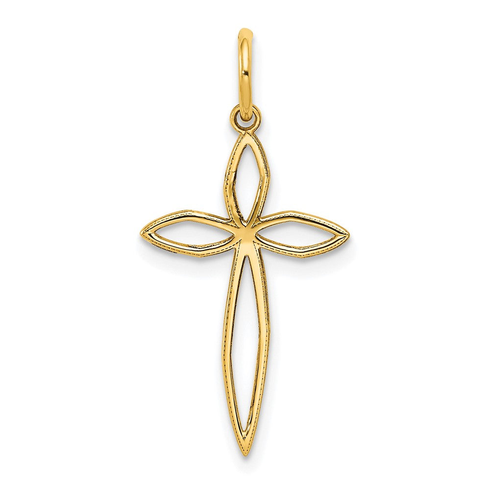 14K Gelbgold 14K Lasergraviert Passion Kreuz Charm