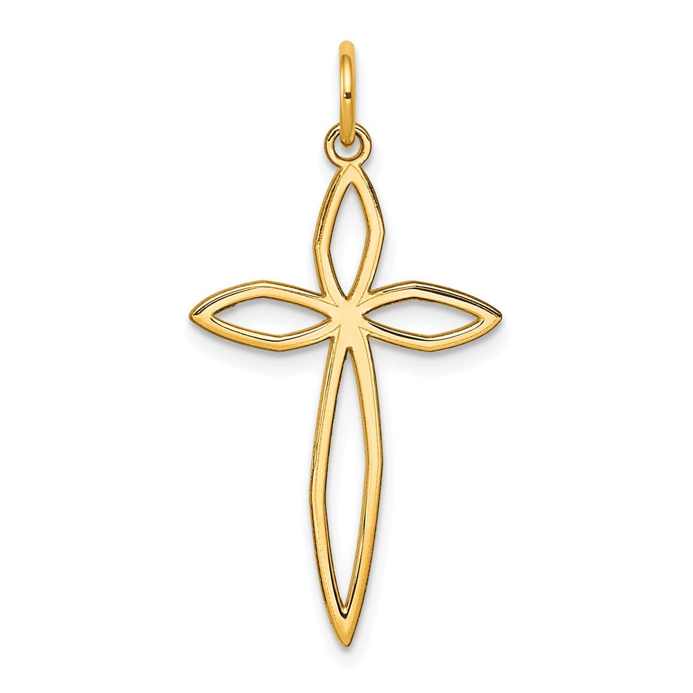 14K Gelbgold 14K Lasergraviert Passion Kreuz Anhänger