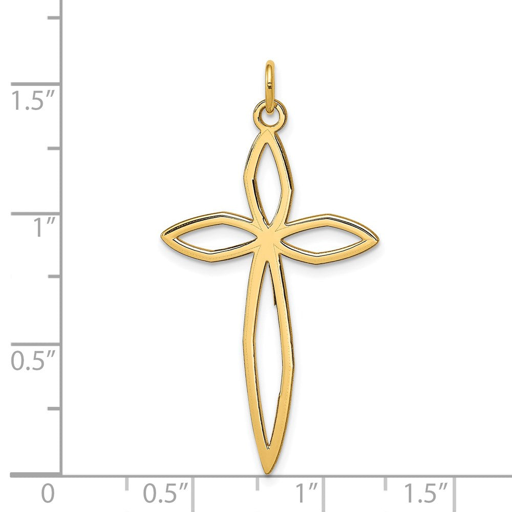 14K Gelbgold 14K Lasergraviert Passion Kreuz Anhänger