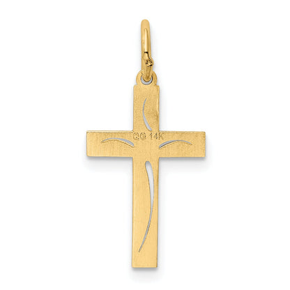 14K Gelbgold 14K Lasergraviert Kreuz Charm