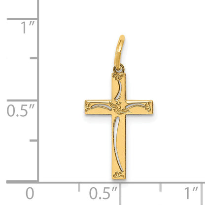 14K Gelbgold 14K Lasergraviert Kreuz Charm