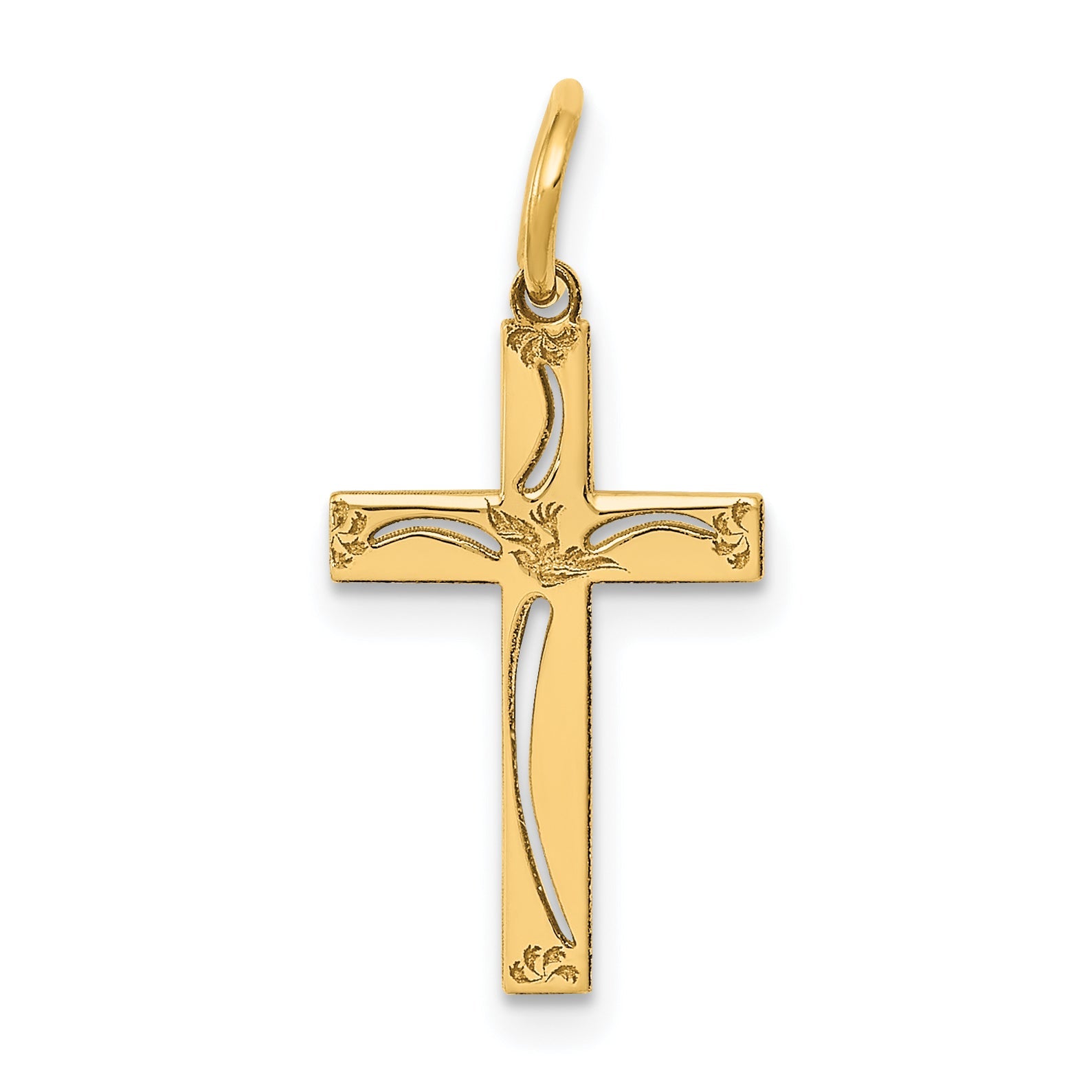 14K Gelbgold 14K Lasergraviert Kreuz Charm