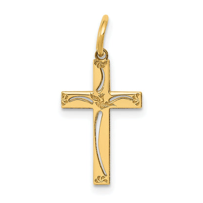14K Gelbgold 14K Lasergraviert Kreuz Charm