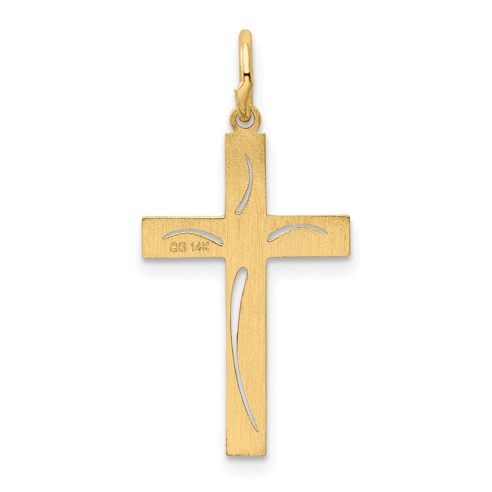 14K Gelbgold 14K Lasergraviert Kreuz Charm