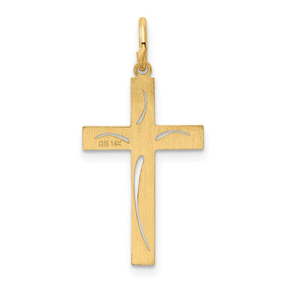 14K Gelbgold 14K Lasergraviert Kreuz Charm
