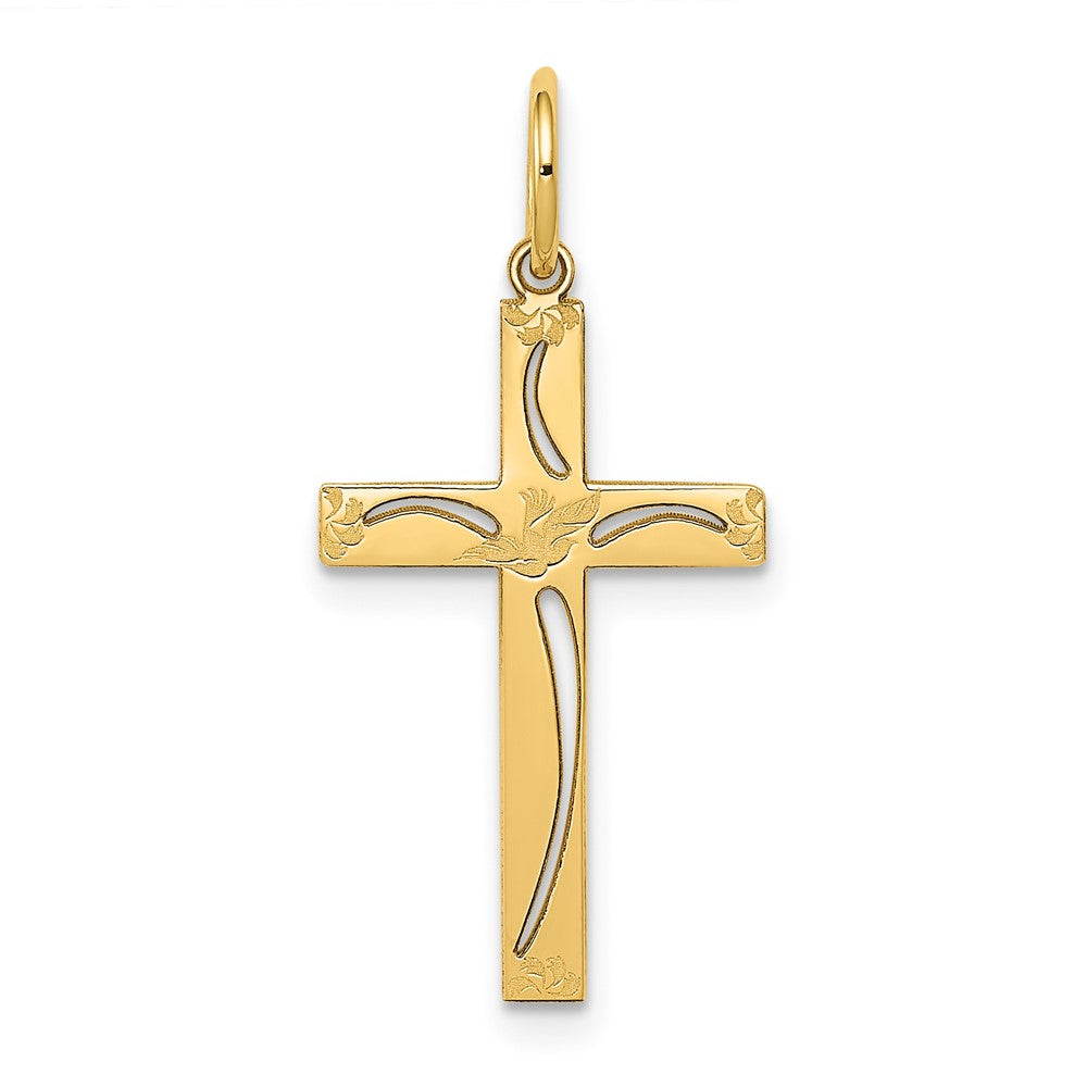 14K Gelbgold 14K Lasergraviert Kreuz Charm