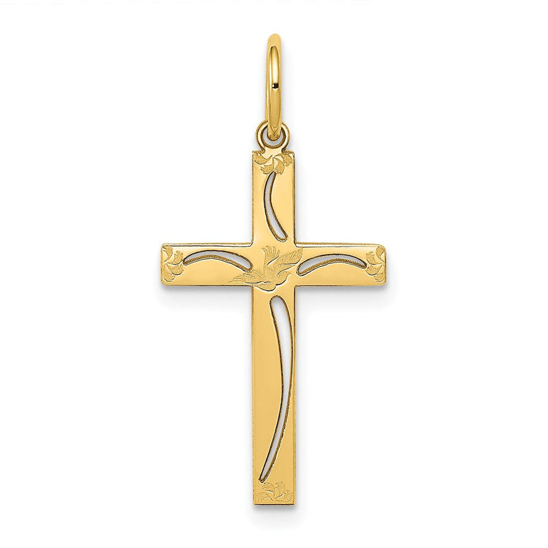 14K Gelbgold 14K Lasergraviert Kreuz Charm