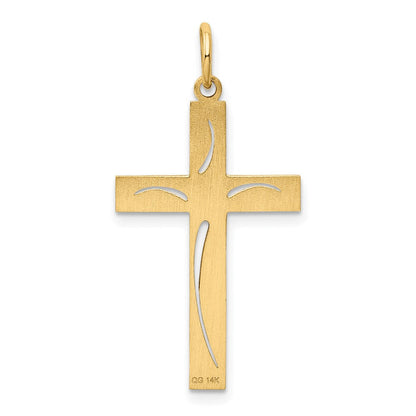 14K Gelbgold 14K Lasergraviert Kreuz Anhänger