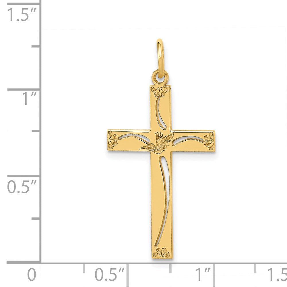 14K Gelbgold 14K Lasergraviert Kreuz Anhänger