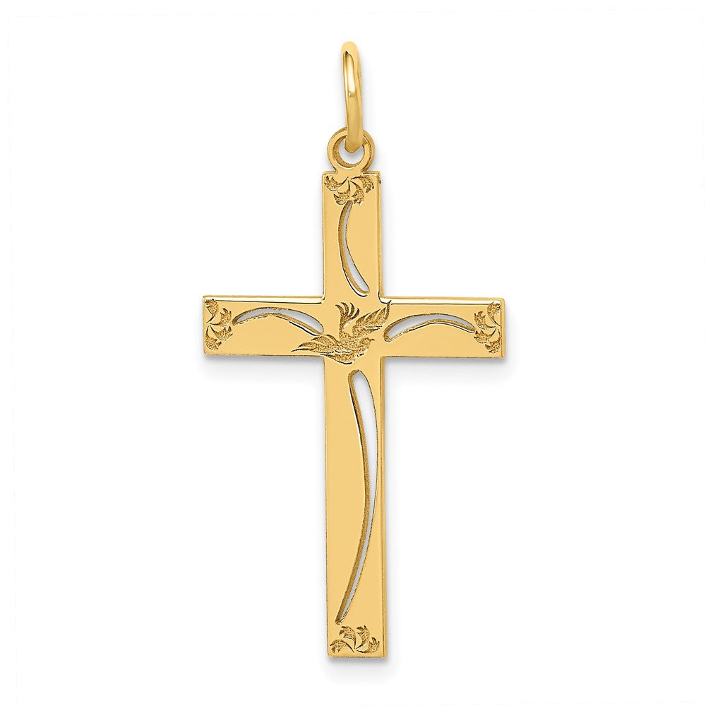 14K Gelbgold 14K Lasergraviert Kreuz Anhänger