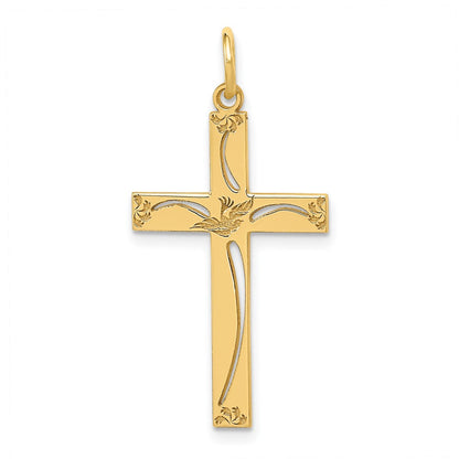 14K Gelbgold 14K Lasergraviert Kreuz Anhänger